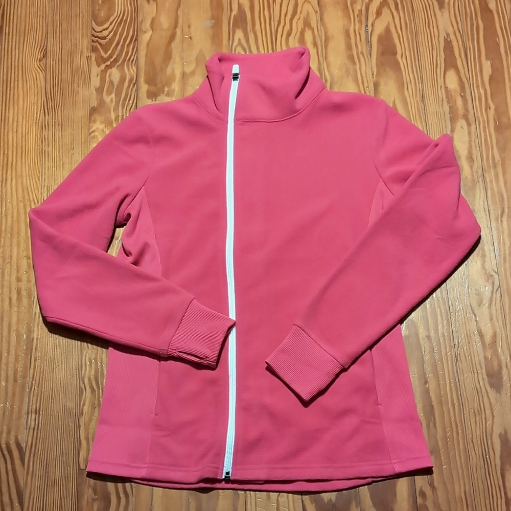 Asymmetric Full-Zip Pink Fleece Women-Size small